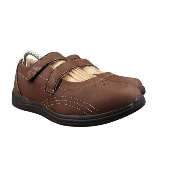Drew Shoes Womens 9 Mary Jane Comfort Walking Adjustable Wide Fit Leather Brown - Picture 1 of 16